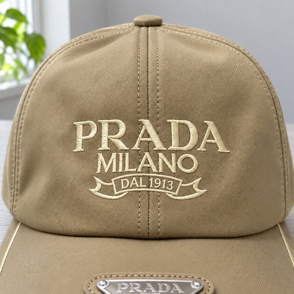 Prada Khaki Cap with Logo Embroidery - Picture 5 of 6